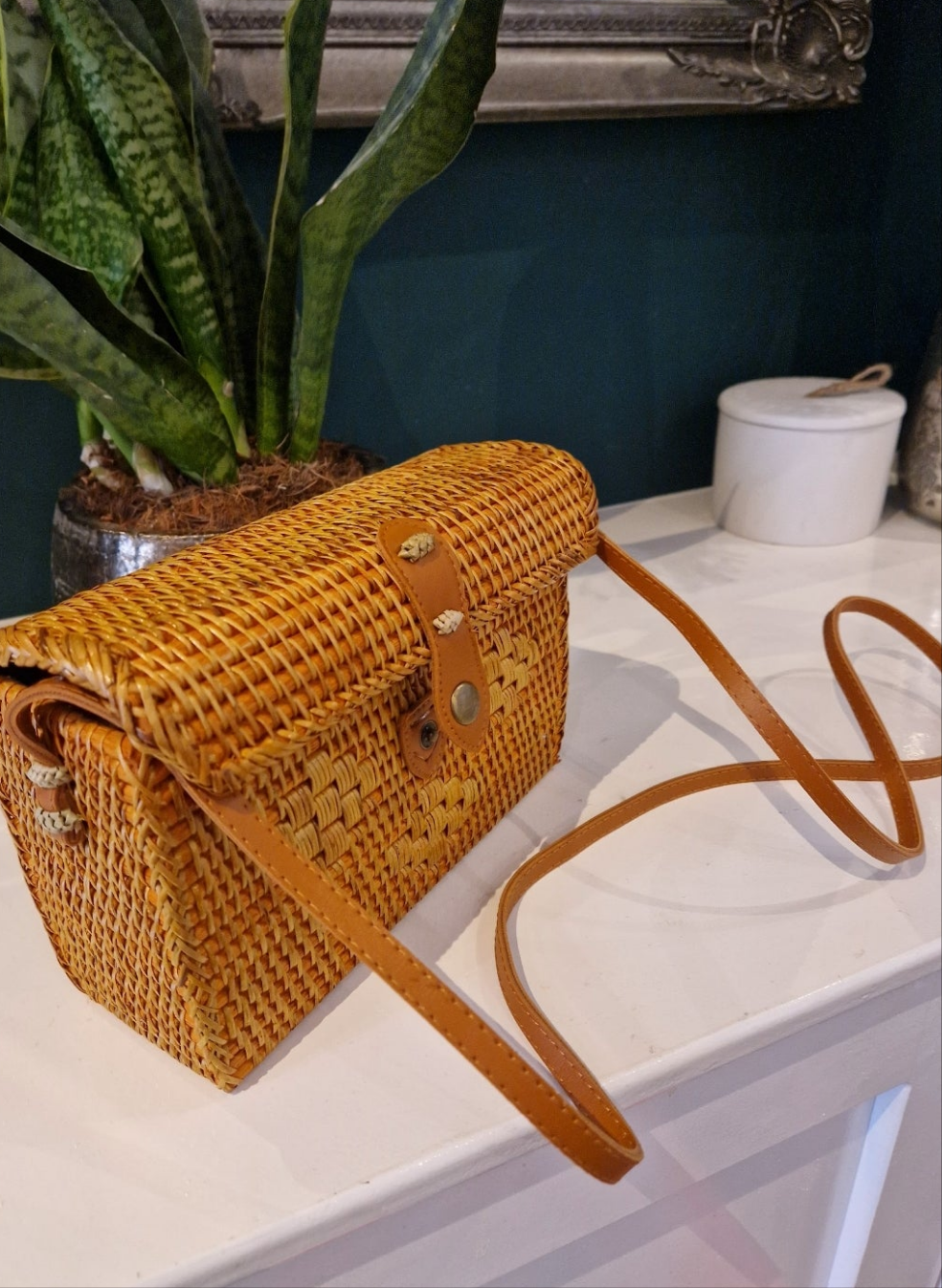 Rectangle hand made rattan bag