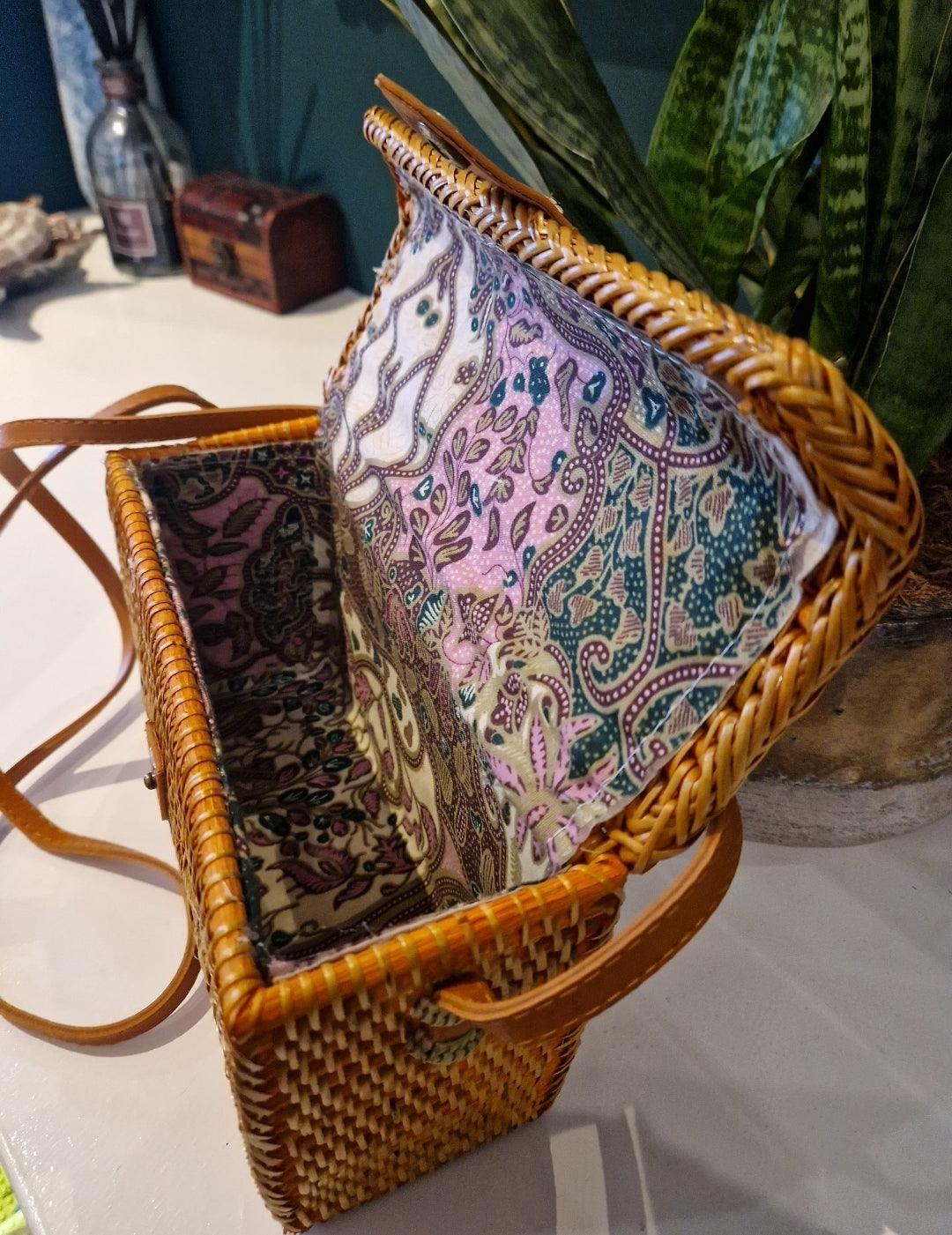 Rectangle hand made rattan bag