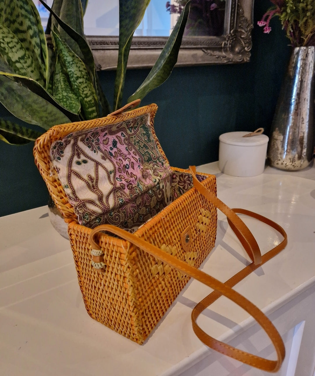 Rectangle hand made rattan bag
