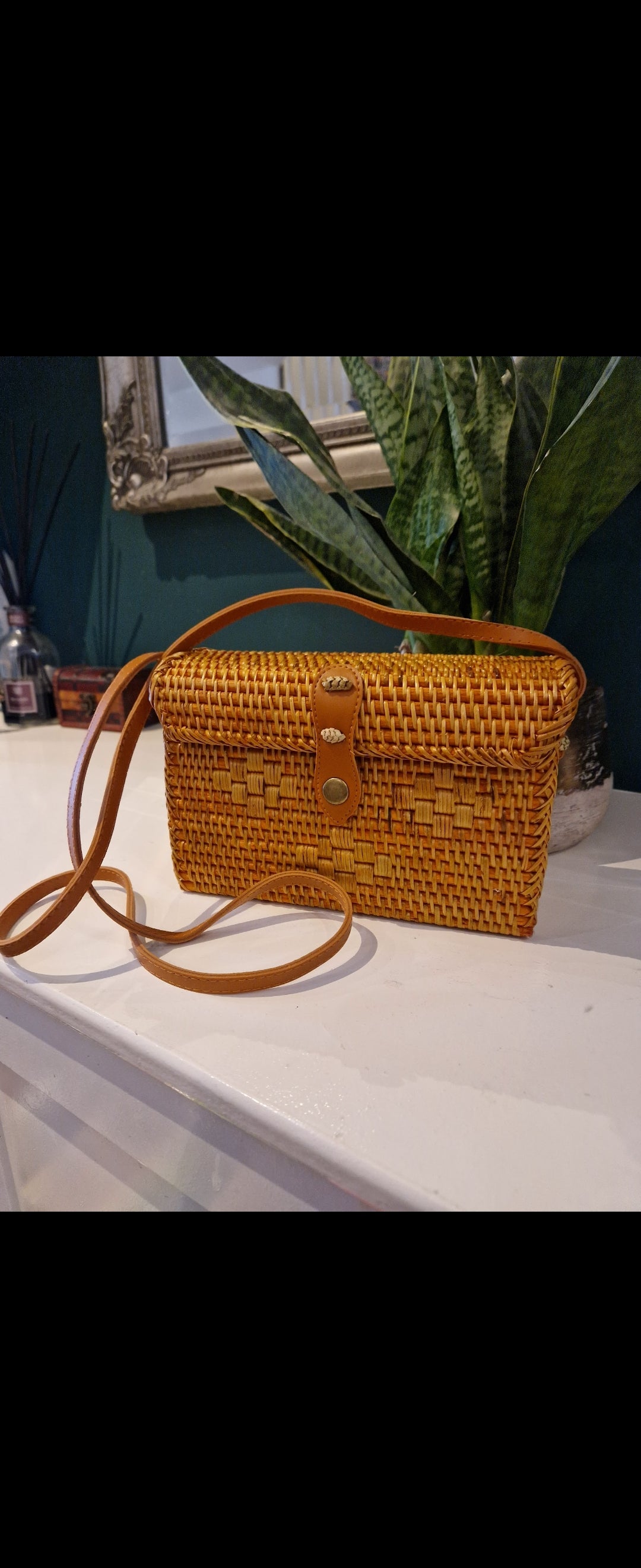Rectangle hand made rattan bag