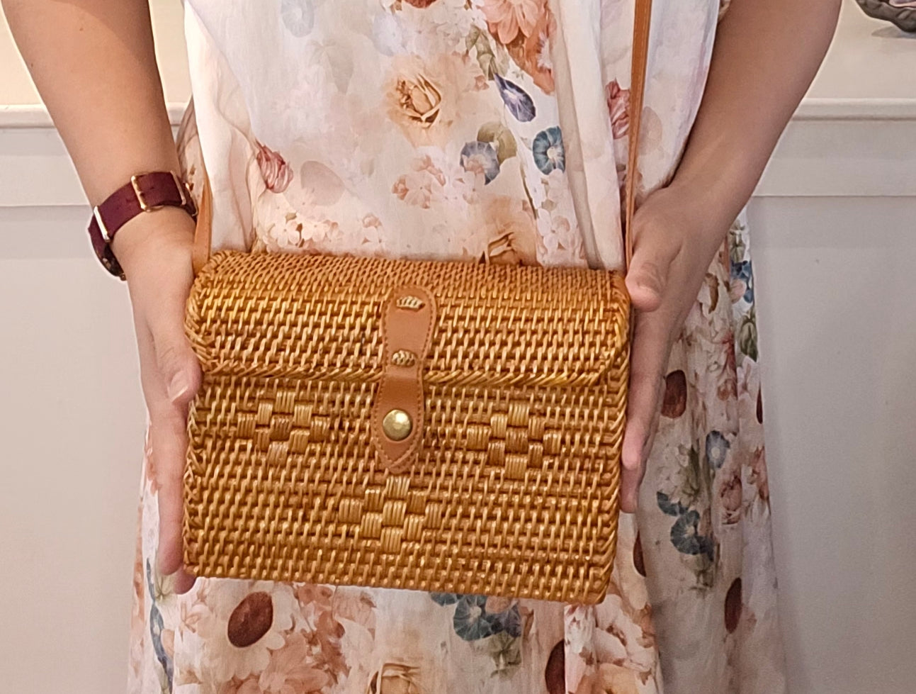 Rectangle hand made rattan bag