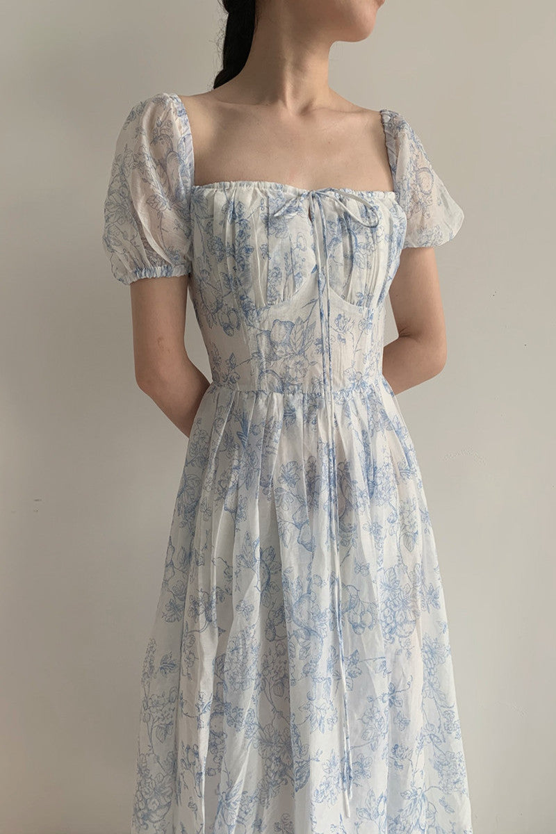 French Tencel Print Midi Dress